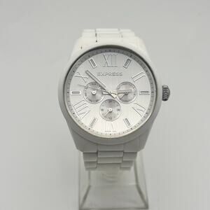 EXPRESS White Stainless Steel 44mm Women’s Watch Working New Battery